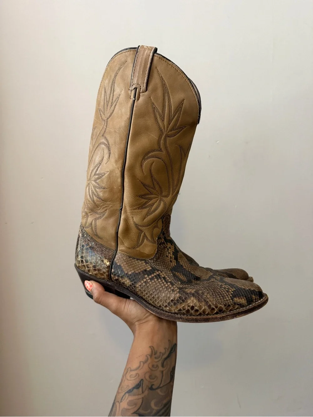 Vintage Python Snakeskin Cowboy Boots | USA Made